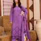3 Piece - Gold Unstitched Purple Embroidered Lawn Suit