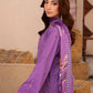 3 Piece - Gold Unstitched Purple Embroidered Lawn Suit