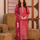3 Piece - Gold Unstitched Red Embroidered Lawn Suit