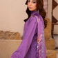3 Piece - Gold Unstitched Purple Embroidered Lawn Suit