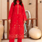 3 Piece - Gold Unstitched Red Embroidered Lawn Suit
