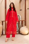 3 Piece - Gold Unstitched Red Embroidered Lawn Suit