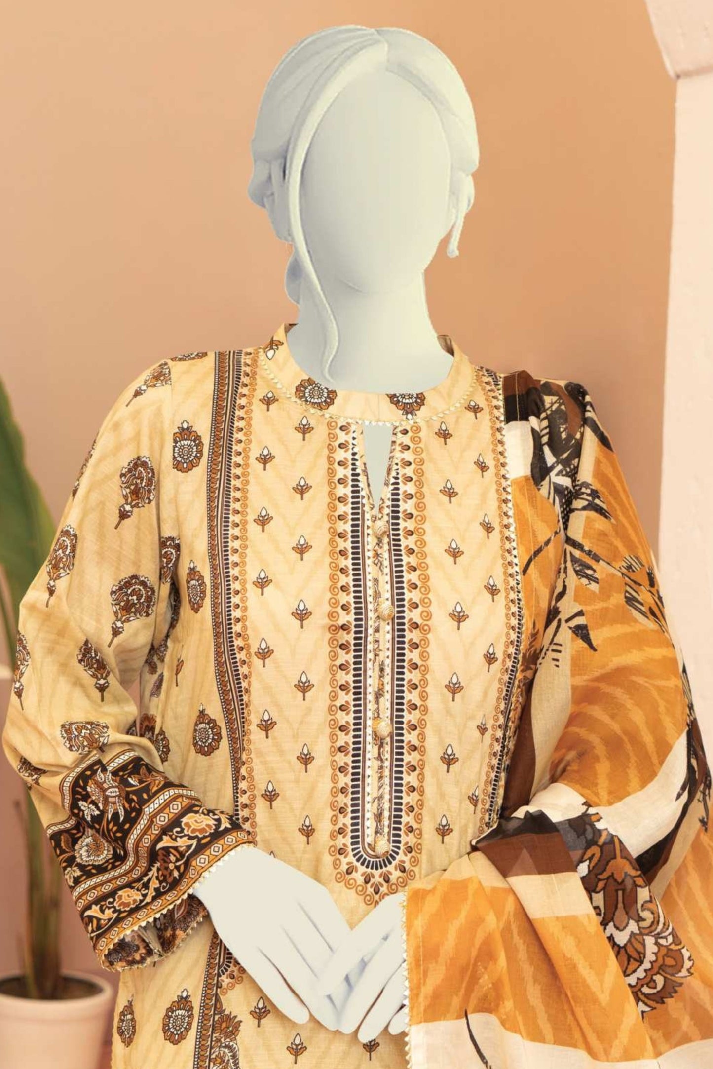 3 Pieces - Murashee Unstitched Skin Printed Lawn Suit