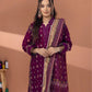 3 Pieces - Regalia Unstitched Purple Fancy Zari Dupatta Printed Shirt Lawn Suit