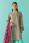 3 Pieces - Orient Unstitched Pista Printed Lawn Suit