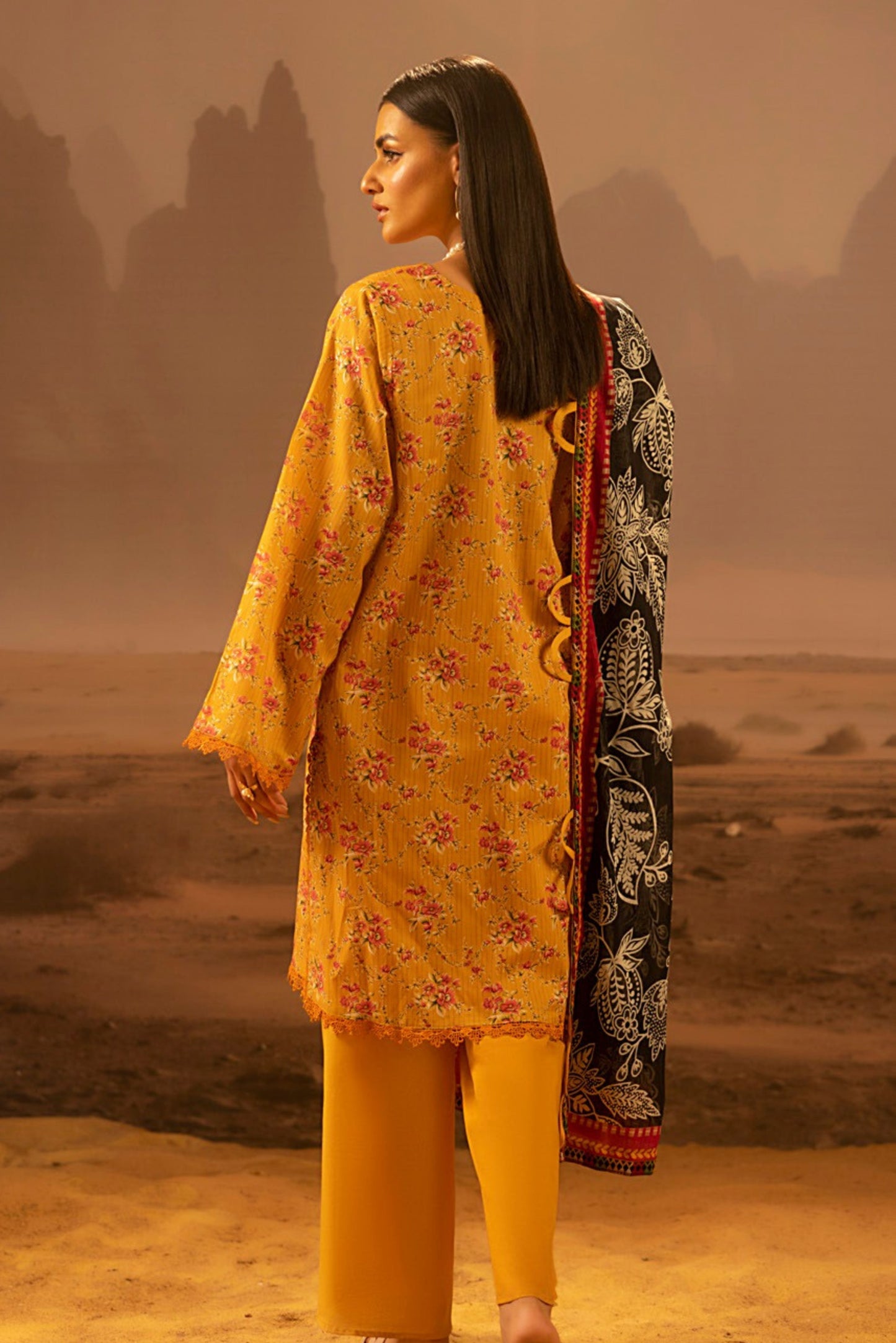3 Pieces - Regalia Unstitched Mustard Mid Summer Cotton Suit