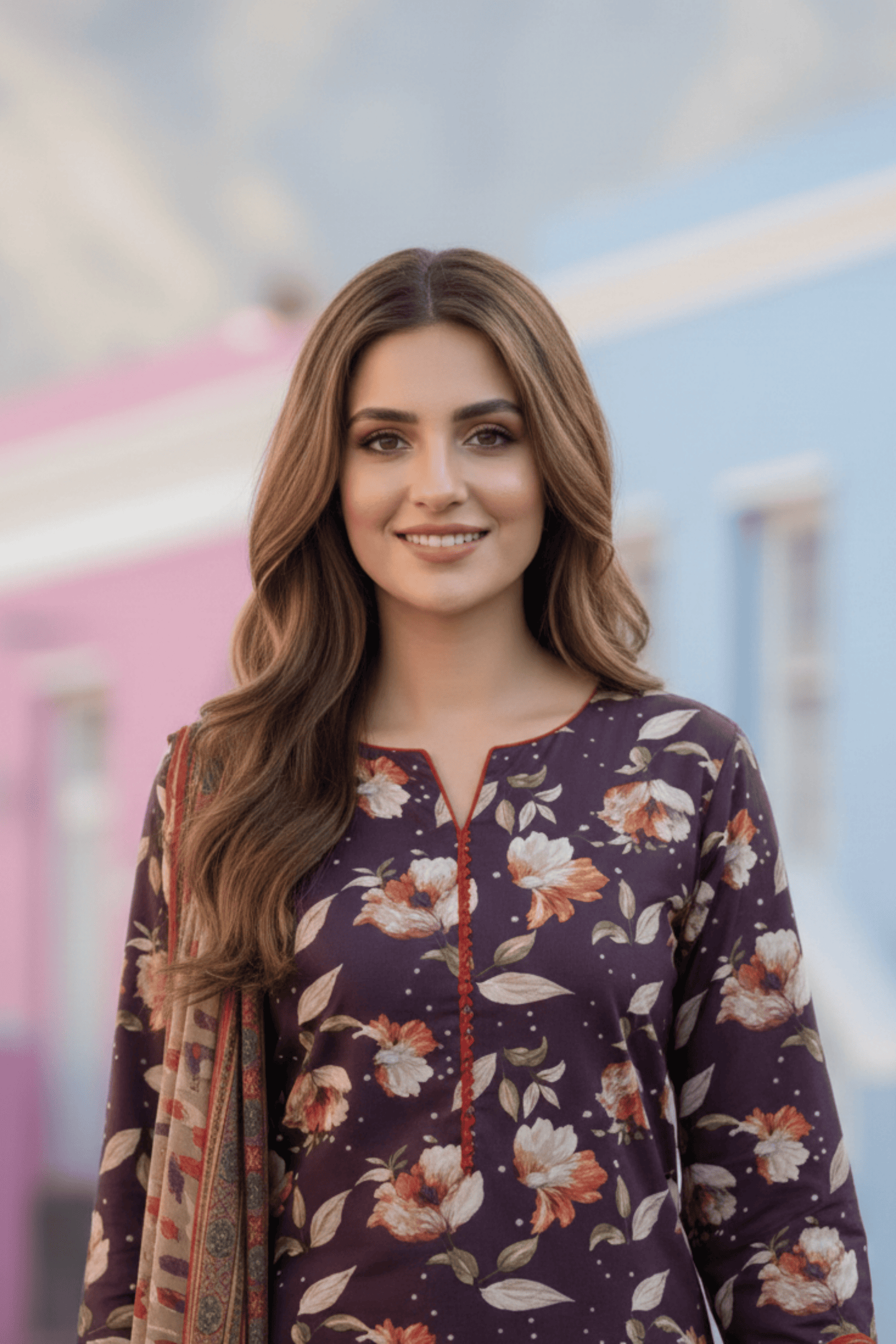 3 Pieces - Sohni Dharti Unstitched Purple Transliminar Magic Print Lawn Suit