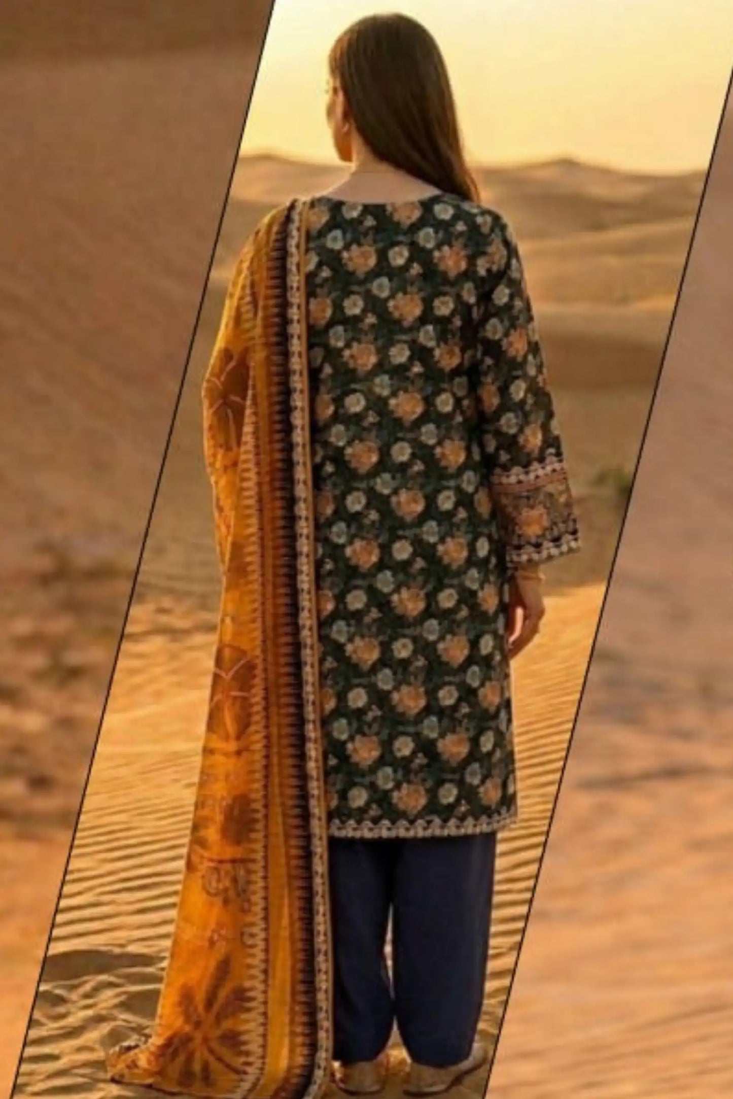 3 Pieces - Janan Unstitched Black Printed Lawn Suit