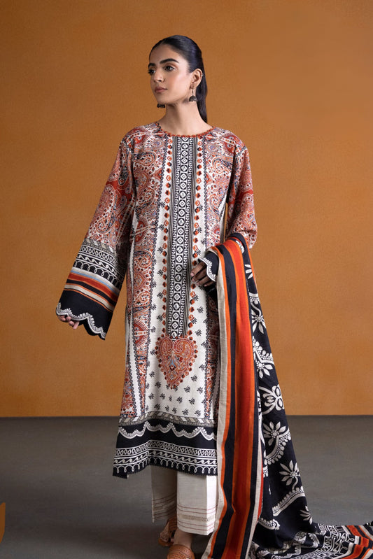 3 Pieces - Sapphire Unstitched Off White Printed Lawn Suit