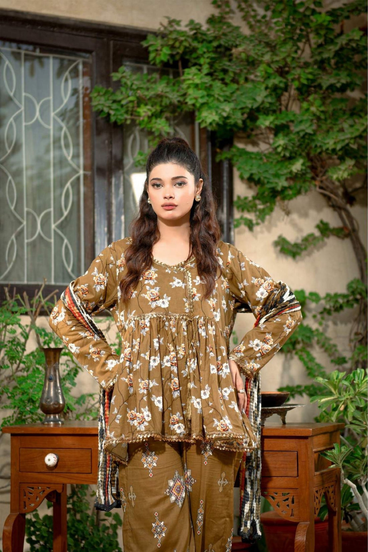 3 Pieces - Murashee Unstitched Camel Printed Lawn Suit