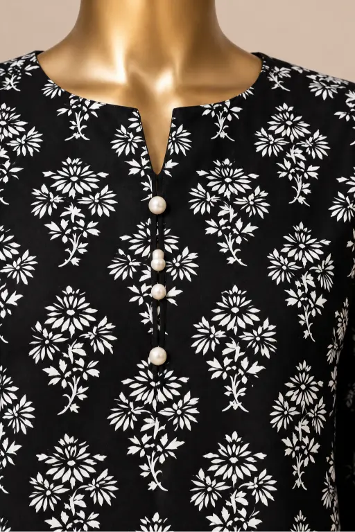 3 Pieces - Riwayat Unstitched Black Viscose Printed Suit