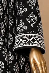 3 Pieces - Riwayat Unstitched Black Viscose Printed Suit