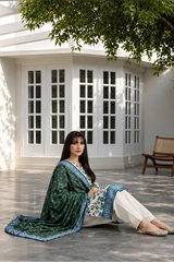 3 Piece - Marooj Ethnic Premium Printed  Unstitched OFF-White khaddar Suit