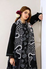 3 Pieces - Marooj Luxury Embroidered Unstitched Black Karandi Ladies Suits