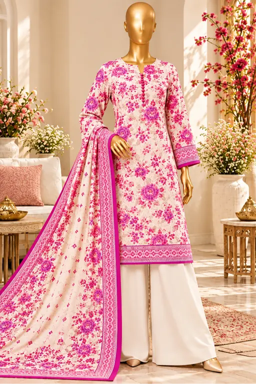 3 Pieces - Riwayat Unstitched OFF-White  Viscose Printed Suit