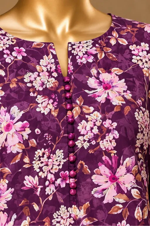 3 Pieces - Riwayat Unstitched Purple Viscose Printed Suit