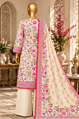3 Pieces - Riwayat Unstitched OFF-White  Viscose Printed Suit