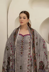 3 Pieces - Marooj Unstitched Grey BanaDora Linen Suit