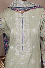 3 Pieces - Riwayat Unstitched Pista  Ladies Cambric Cotton Suit