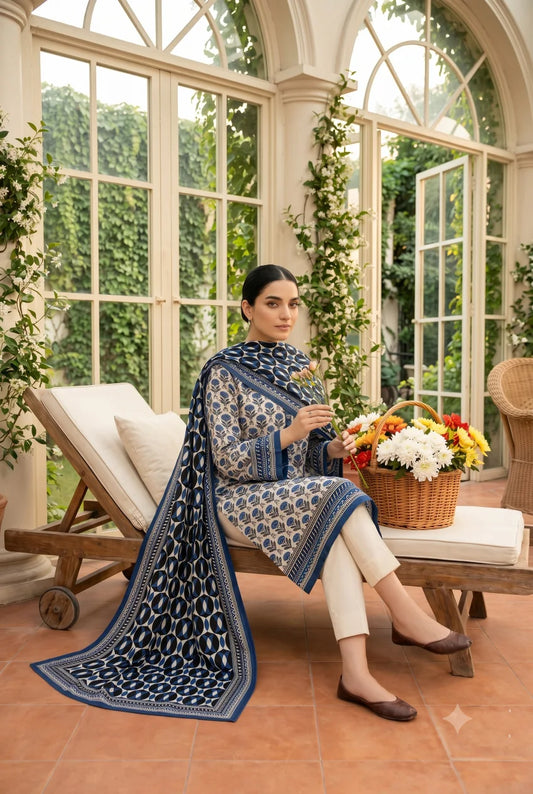 3 Pieces - Sohni Dharti Unstitched Light Grey Ladies Lawn Suit