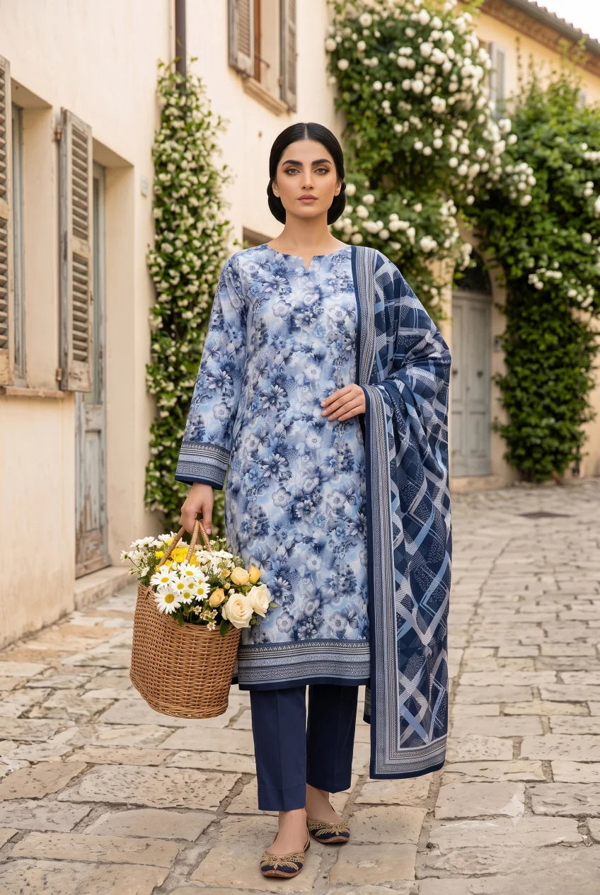 3 Pieces - Sohni Dharti Unstitched Sky Blue Ladies Lawn Suit