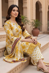 3 Pieces - Marooj Unstitched Yellow BanaDora Linen Suit