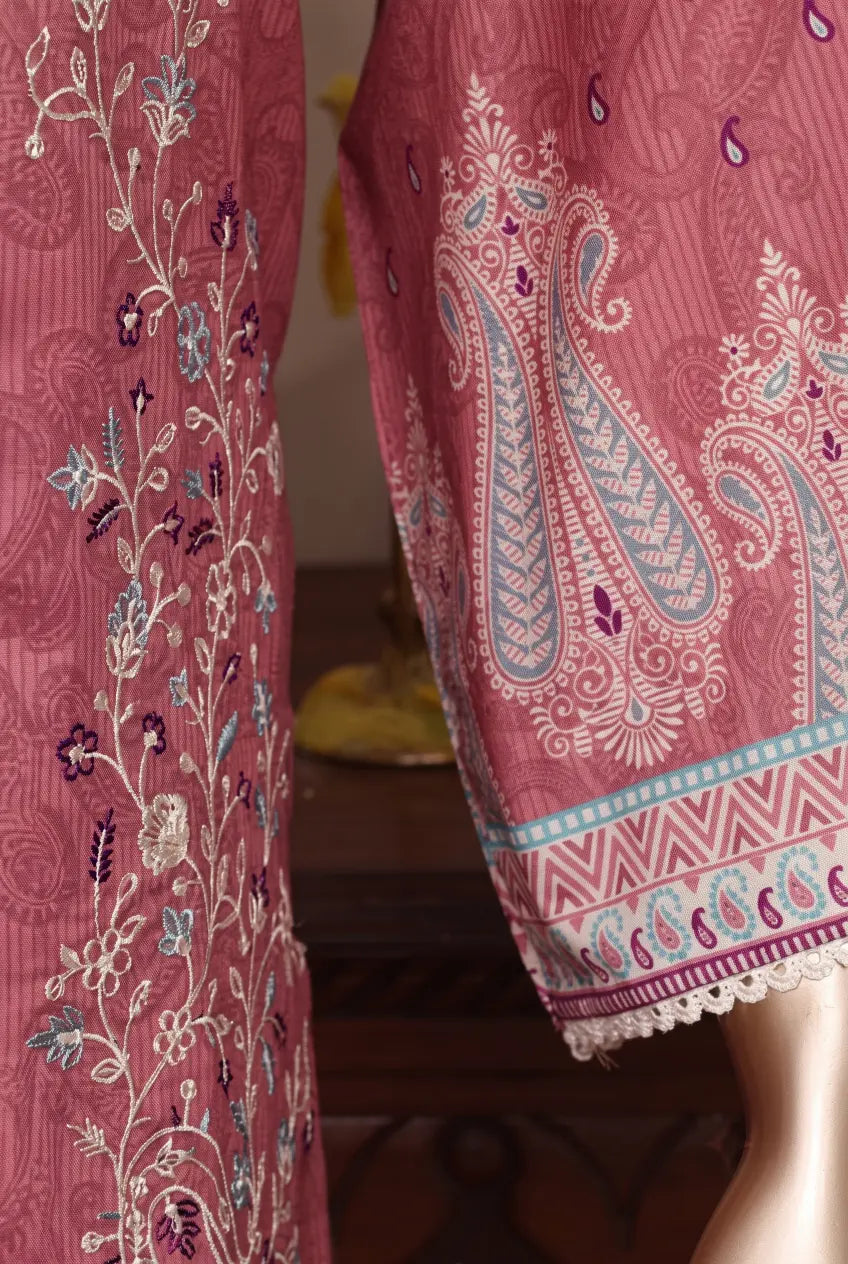 3 Pieces - Riwayat Unstitched Pink Ladies Cambric Cotton Suit