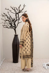 3 Pieces - Marooj Unstitched Cream BanaDora Linen Suit