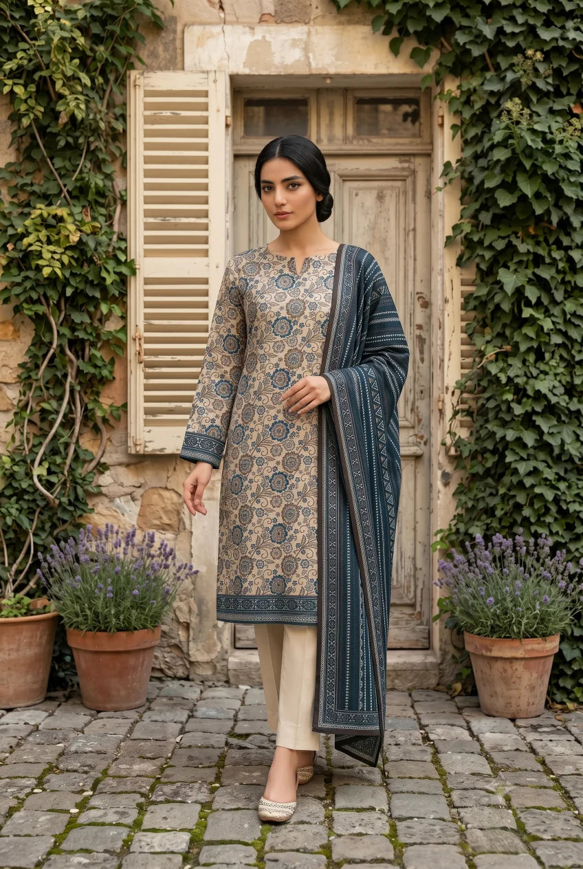 3 Pieces - Sohni Dharti Unstitched Skin Ladies Lawn Suit