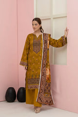 3 Pieces - Marooj Unstitched Mustard BanaDora Linen Suit