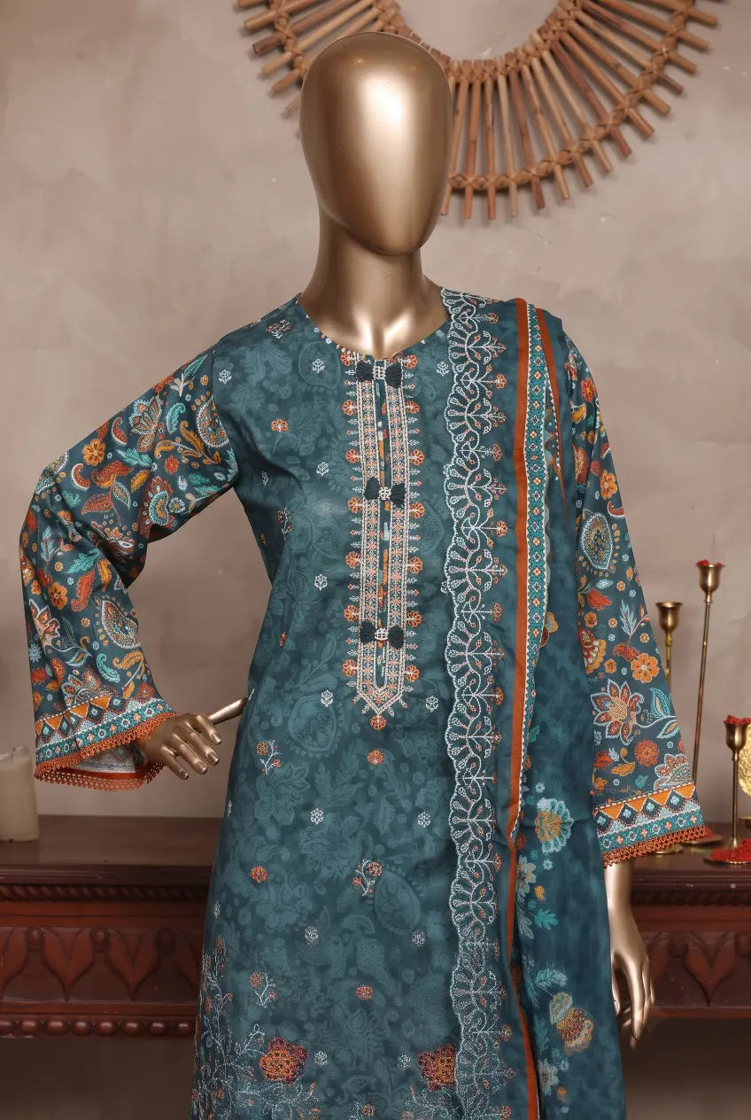 3 Pieces - Riwayat Unstitched Zink Ladies Cambric Cotton Suit