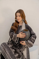 3 Pieces - Marooj Unstitched Grey Black BanaDora Linen Suit