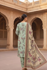 3 Pieces - Marooj Unstitched Sea Green BanaDora Linen Suit