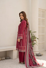 3 Pieces - Marooj Unstitched Maroon BanaDora Linen Suit