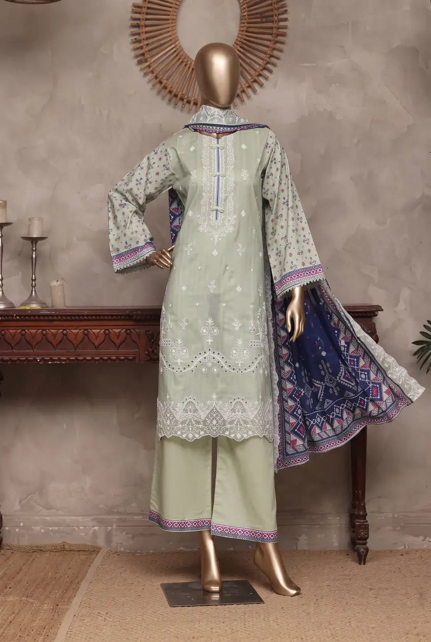 3 Pieces - Riwayat Unstitched Pista  Ladies Cambric Cotton Suit
