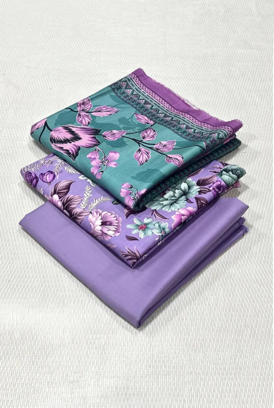 3 Pieces - Riwayat Unstitched Light Purple Dobby Viscose Suit