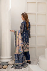 3 Pieces - Marooj Unstitched Dark Blue BanaDora Linen Suit