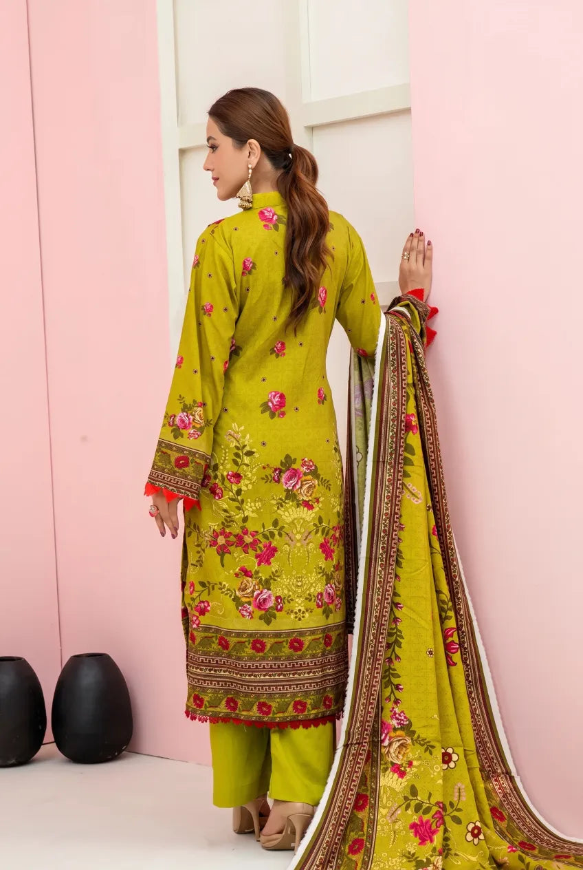 3 Pieces - Marooj Unstitched Parrot BanaDora Linen Suit
