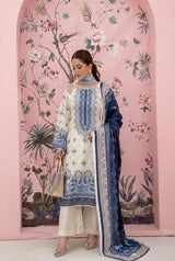3 Pieces - Marooj Unstitched Off White BanaDora Linen Suit