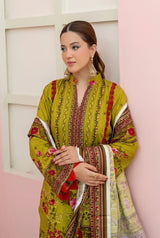 3 Pieces - Marooj Unstitched Parrot BanaDora Linen Suit