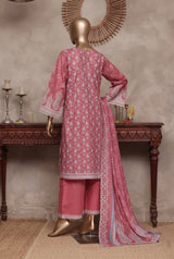 3 Pieces - Riwayat Unstitched Pink Ladies Cambric Cotton Suit