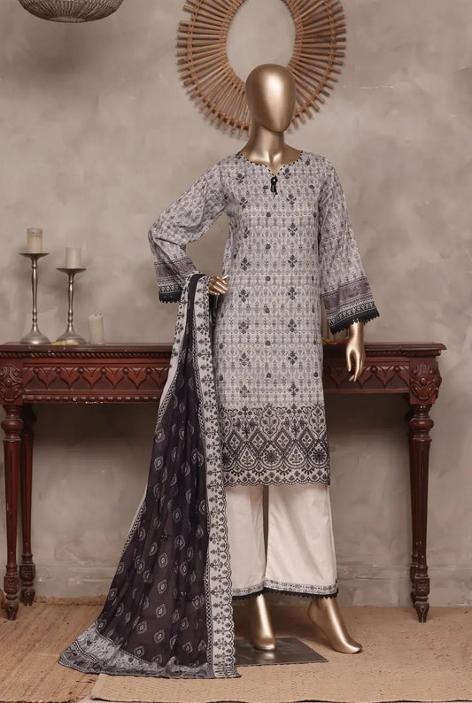 3 Pieces - Riwayat Unstitched OFF-White Ladies Cambric Cotton Suit