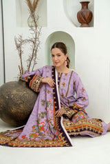 3 Pieces - Marooj Unstitched Light Purple BanaDora Linen Suit