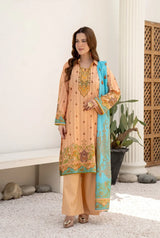 3 Pieces - Marooj Unstitched Skin BanaDora Linen Suit