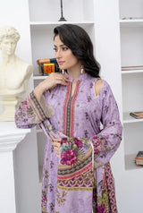 3 Piece - Marooj Unstitched Light Purple BanaDora Linen Suit
