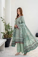 3 Pieces - Marooj Unstitched Sea Green BanaDora Linen Suit