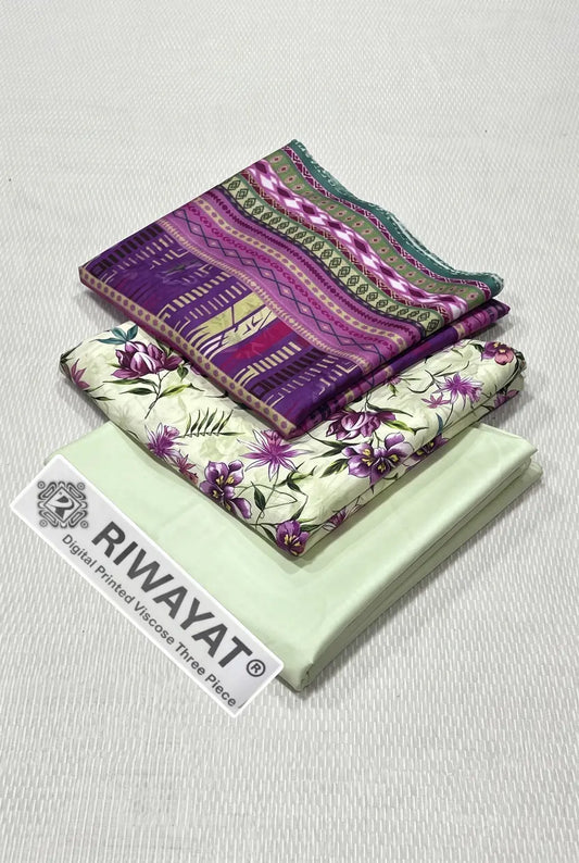 3 Pieces - Riwayat Unstitched Cream Dobby Viscose Suit