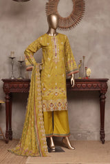 3 Pieces - Riwayat Unstitched Yellow Ladies Cambric Cotton Suit