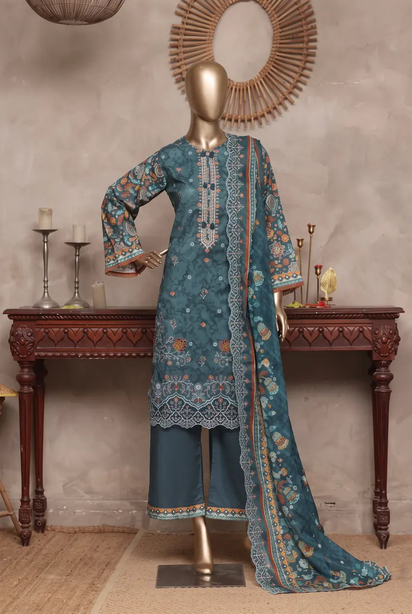 3 Pieces - Riwayat Unstitched Zink Ladies Cambric Cotton Suit
