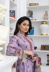 3 Piece - Marooj Unstitched Light Purple BanaDora Linen Suit